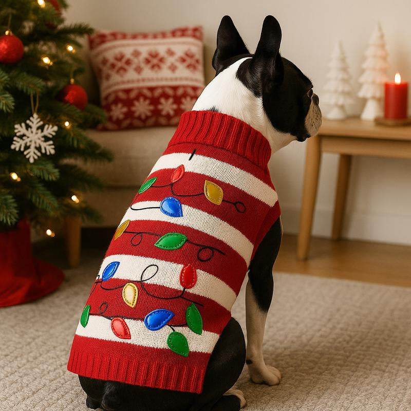 Christmas Plaid Pet Sweater, Soft Warm Fabric for Small Dogs & Cats, Festive Winter Apparel, Cozy Holiday Pet Clothes
